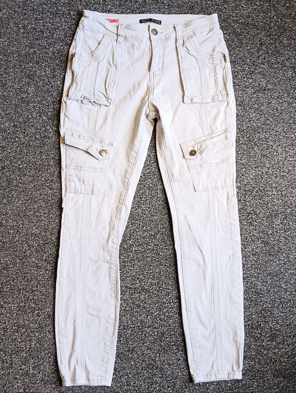 Hot Kiss Womens High Rise Skinny Khaki Cargo Trousers Size 9, Jeans, Pants